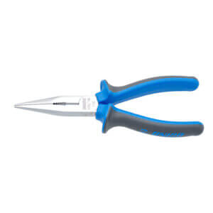 Long nose pliers with side cutter and pipe grip, straight