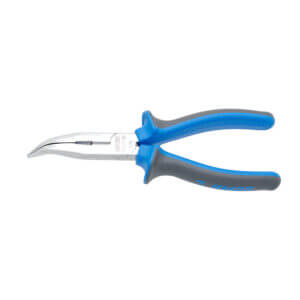 Long nose pliers with side cutter and pipe grip, bent